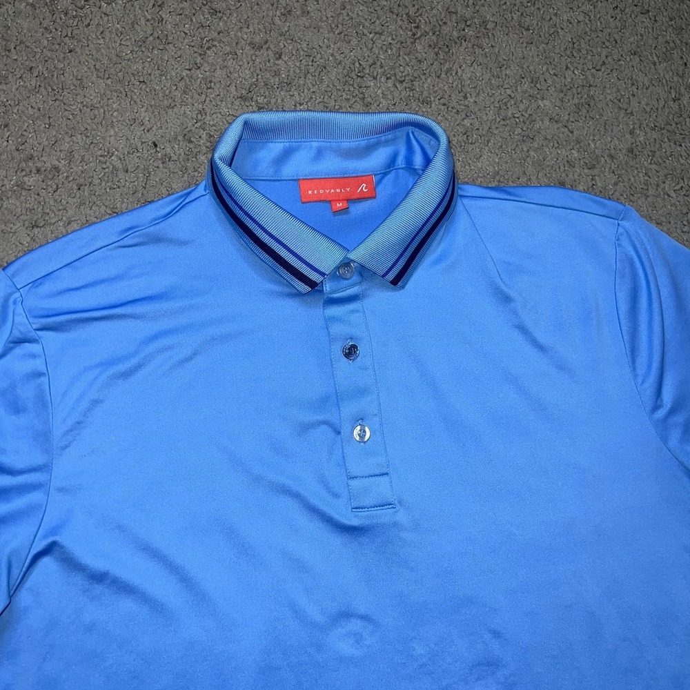 Redvanly Mael Men's Athletic Luxury Golf Polo Marine Blue Size Medium
